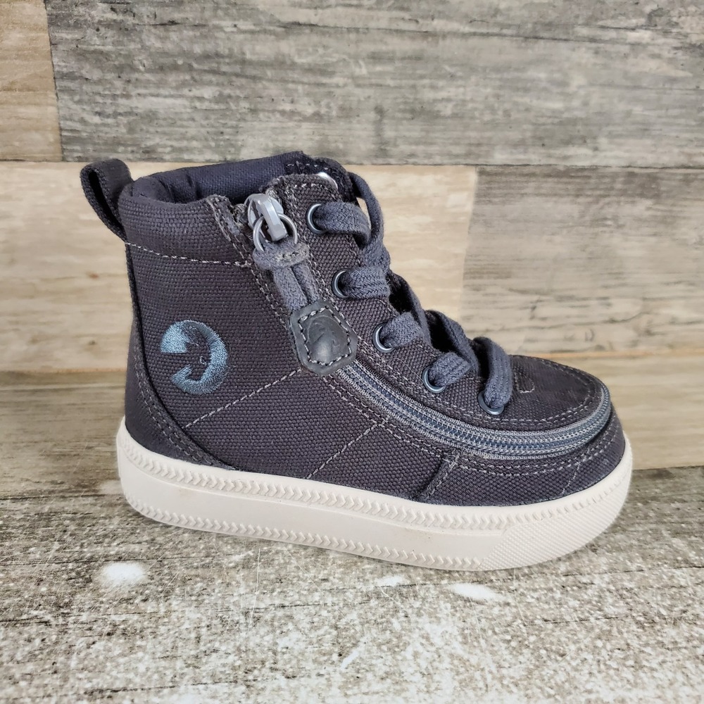 Billy Footwear Classic Lace High Kids Shoe Sz 6 M Charcoal White Wrap Around Zip